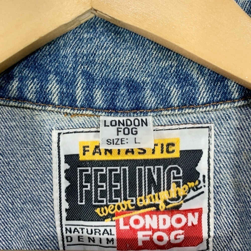 Vintage London Fog Bicycle Embroidered Denim Trucker Jean Jacket Size Large - Picture 10 of 10